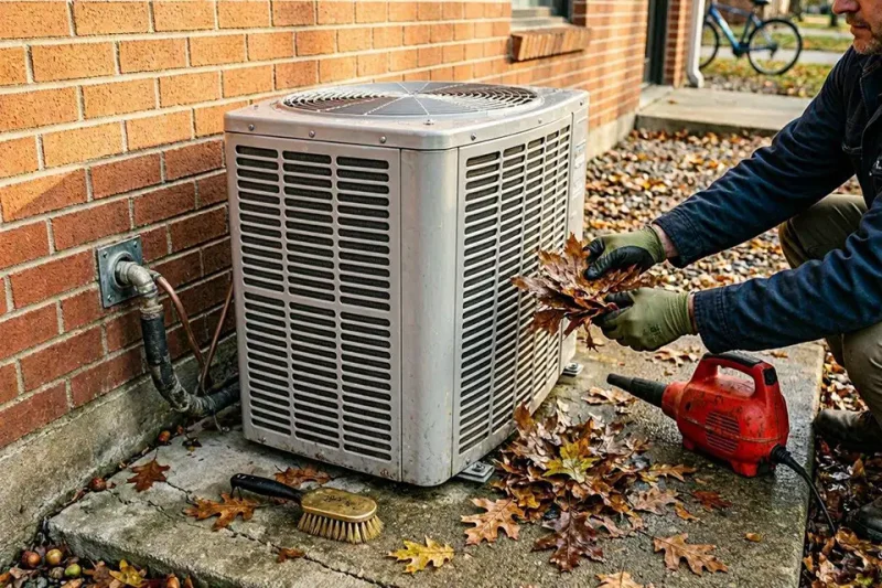 Cleaning leaves from outdoor air conditioner