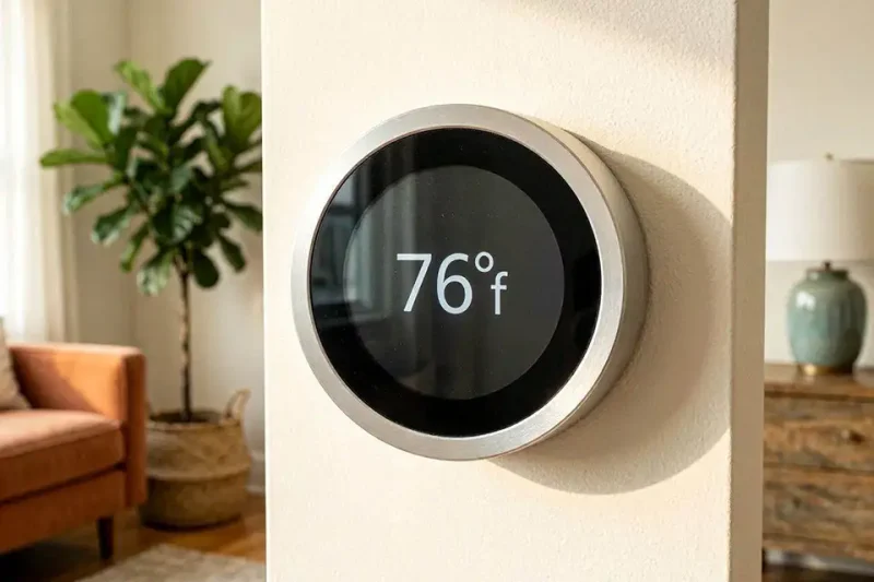 Thermostat set to 76°F