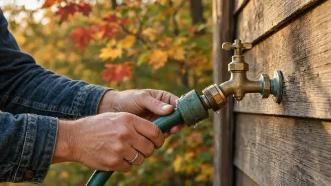 Disconnecting garden hoses before freezing weather is one of the simplest steps in winterizing outdoor faucets.
