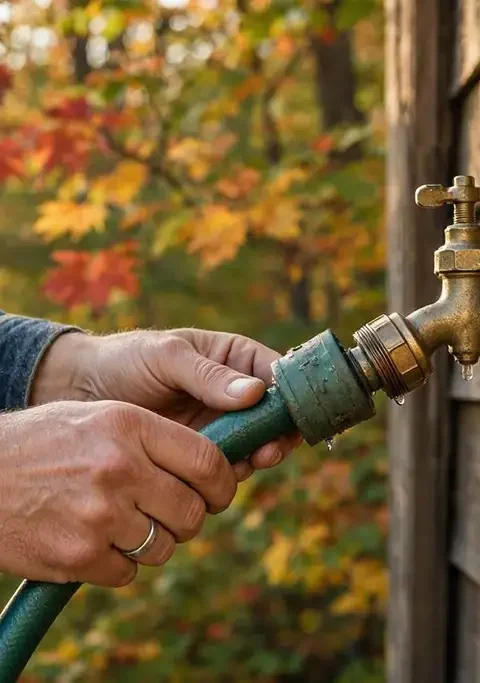 Disconnecting garden hoses before freezing weather is one of the simplest steps in winterizing outdoor faucets.