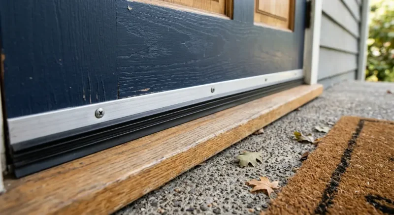 Door sweep installed along bottom of exterior door